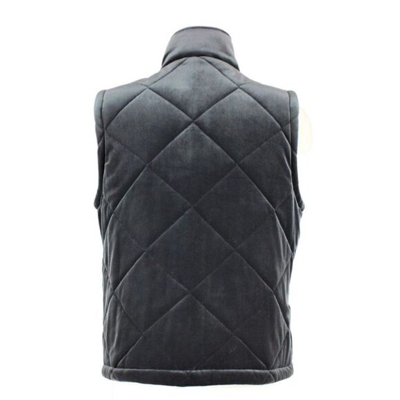 Quilted Vest Jacket Front  Zip & Snap Dark Gray/Silver Velour Women's Sz Small - Picture 3 of 8